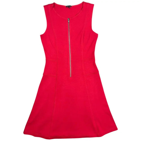Theory Olethea Red Fit and Flare Mini Dress Size 4 Small NWT WITH FLAW - Picture 1 of 7
